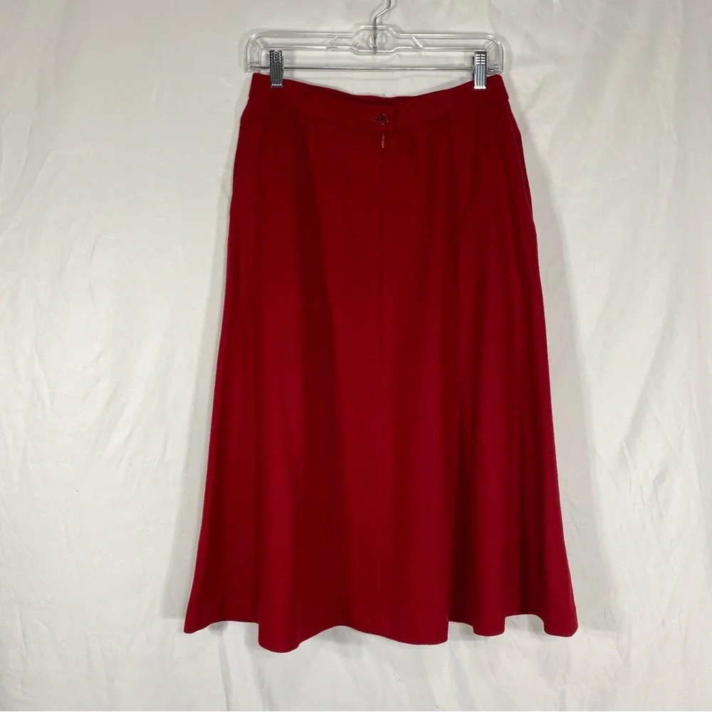Koret Petites Vintage Red 100% Wool A-Lined Skirt w/Pockets